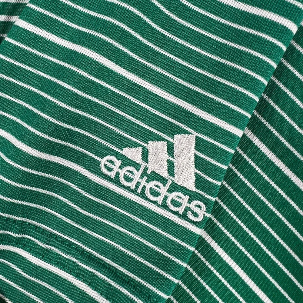 Adidas Polo Shirt Mens XL Extra Large Green Striped Short Sleeve Golf Outdoor